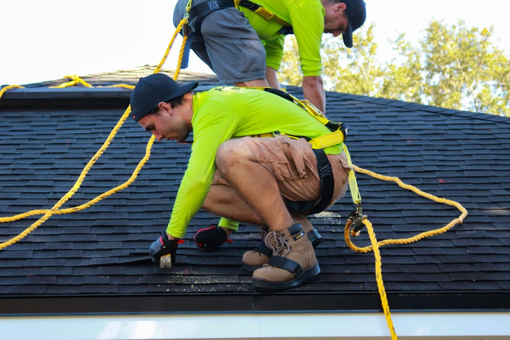 Roofing work on a residential property